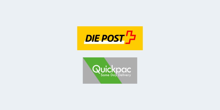 Lieferung mit Schweizer Post & Quickpac